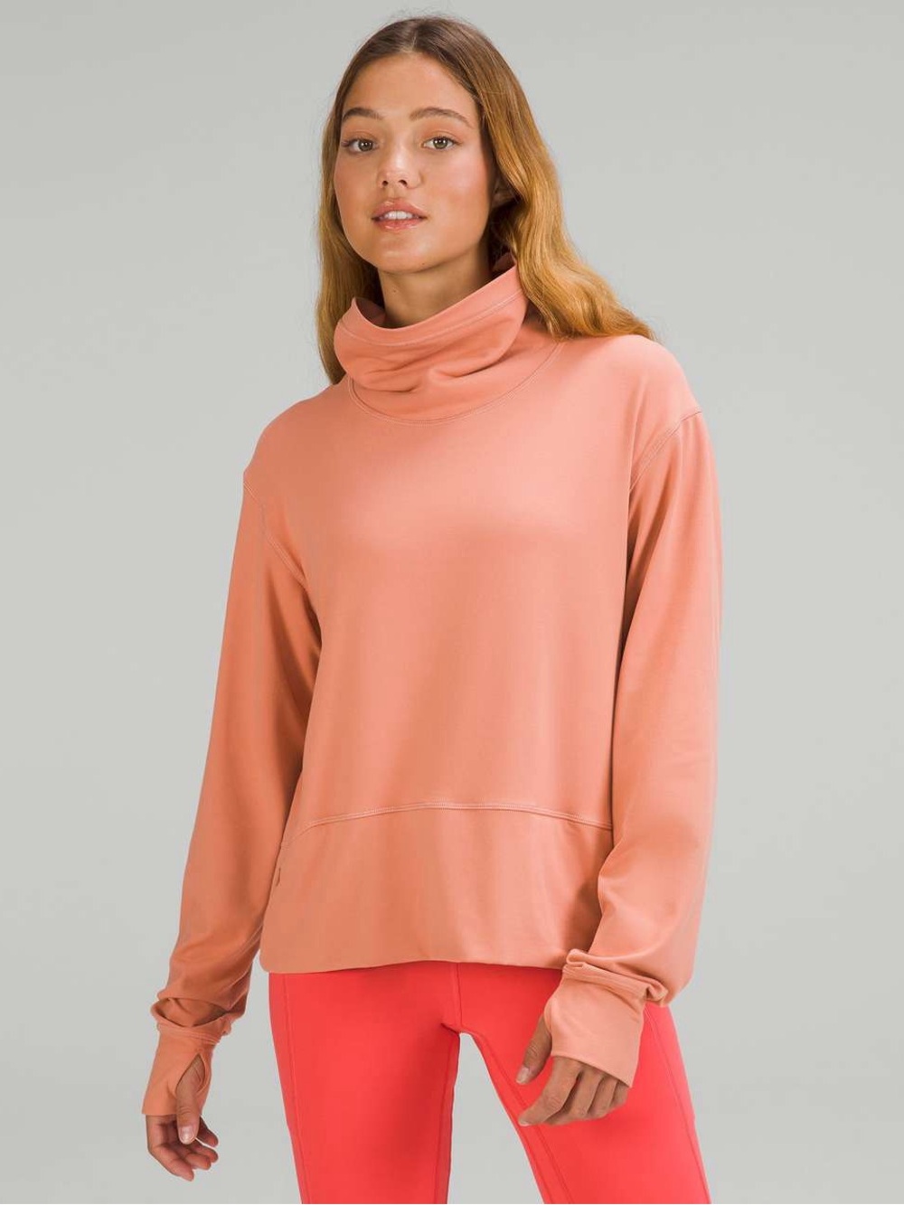 Lululemon Ready to Rulu Pullover Pink Savannah Funnel Neck Thumbhole Top